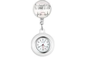 Avaner Orologio da Infermiera Retrattile, Orologio da Taschino con Clip, Orologio da Infermiera in Silicone, Orologio da Tasca per Donna e Uomo