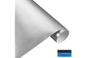 NewL Satin Brushed stainless steel Metallic Vinyl Wrap Film Matte Chrome Car Wrapping Foil Sticker Sheet For Car Laptop Furniture (Silver, 50cm x 150cm)