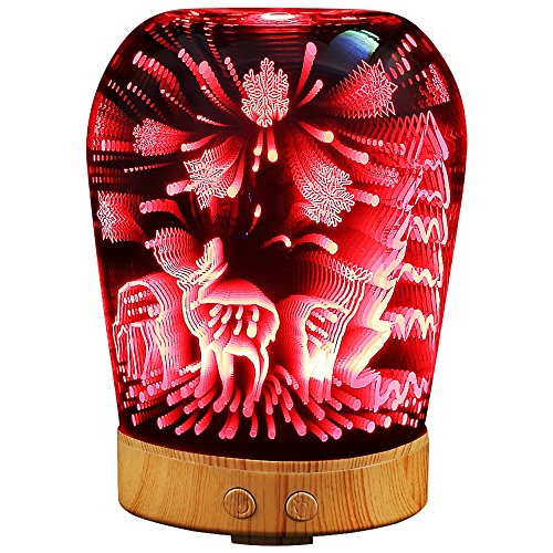 Diffuser mit Abschaltautomatik, 100ml 3D Glas LED mit 16 Farben Luftbefeuchter, Oil Düfte Humidifier für Haus, Büro, Fitnessraum, Yoga, Kinderzimmer, Hotel