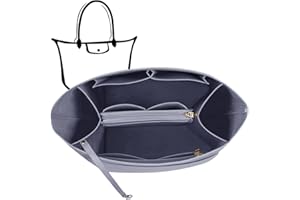 Charinor Taschen Organizer für Longchamp, Taschenorganizer L aus Filz mit Schlüsselkette und Bag in Bag(Grau, L)