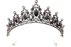 HUAMUDM Corona Mujer, Cristal Corona, Corona Gótica, Corona Vintage, Tiara Halloween, Corona Reina, corona barroca cristal, redondo reina corona, Corona de Tiara de Cristal
