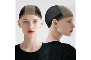 Bonnet de perruque ajustable VLYX avec bande antidérapante - Dentelle transparente plus large 10 x 13 cm pour perruques sans colle, bonnet respirant (Noir)