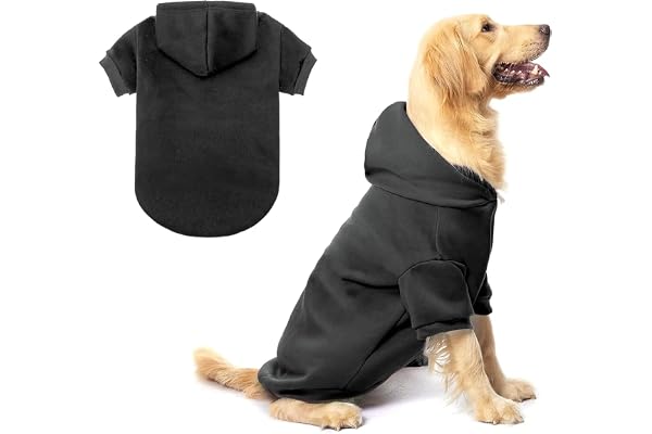 Hucha Dog Hoodies for Large Dogs 27.6" X 32.7" X 22" Suitable for Labradors, Golden Retriever, German Shepherd, Indian Pariah, English Bulldog, Boxer, Doberman, Pitbull. (Black)