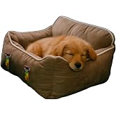 PawGo, Premium Taşınabilir Kedi ve K&ouml;pek Araba Koltuğu, Tasma Klipsli, Ayarlanabilir Kayışlı (Bej, 40 x 55)