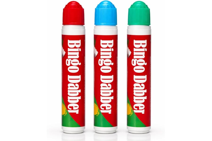 1ABOVE 3pk Non-Drip Bingo Dabbers Pens for Bingo Nights with Family and Friends- Red, Blue, and Green