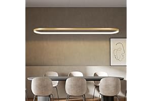 Bellastein owalna lampa wisząca do jadalni i biura, lampa wisząca LED, ściemniana, lampa sufitowa z pilotem zdalnego sterowania, nowoczesny design, żyrandol do jadalni, kuchni, bez oślepiania (D90 cm, złoty)