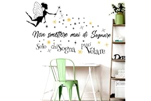 STICKER DESIGN Adesivi Murali Frasi per bambini motivazionali, Frase Adesiva Non smettere mai, Sticker decorativo per Cameretta Bimba, Bimbo per Pareti, Mobili - Sticker per cameretta bambini