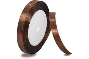 IMSOLDECOR Ruban Satin Café 10mm, 23 mètres Rubans de Tissu pour Emballage Des Cadeaux, Artisanat, Bouquets, Projets de Couture, Anniversaire et Mariage Gâteau Décoration