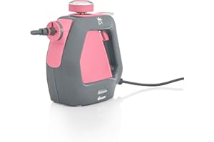 Swan x TV’s Queen of Clean SC17350QOCN Handheld Steam Cleaner with 3 Steam Pressure Settings, 22-28g/min Steam Rate, 9 Attachments and Extra-Long 5m Cable, 220ml, Pink
