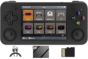CAWEVON RG35XX H - Consola de juegos de mano, pantalla IPS de 3.5 pulgadas, consola de videojuegos retro, tarjeta TF de 64 G incorporada, 5528 juegos, compatible con salida de TV HDMI 5G WiFi, Bluetooth