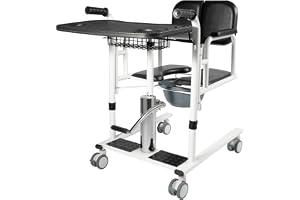 Hydraulisk patientlyft, transferstol, lyftstol för hemmet, bärbar transportrullstol, hydraulisk överföringshjälp, patientlyft, med 180° öppning och stängning, höjdjusterbar, 150 kg
