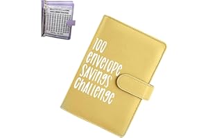 HSEECR 100 Envelopes Saving Challenge Binder - Money Saving Wallet with Cash Envelopes, Fun Budget Challenges for Money, Easy Budget Binder Organizer for Couples,Offices, Home, School (Yellow)