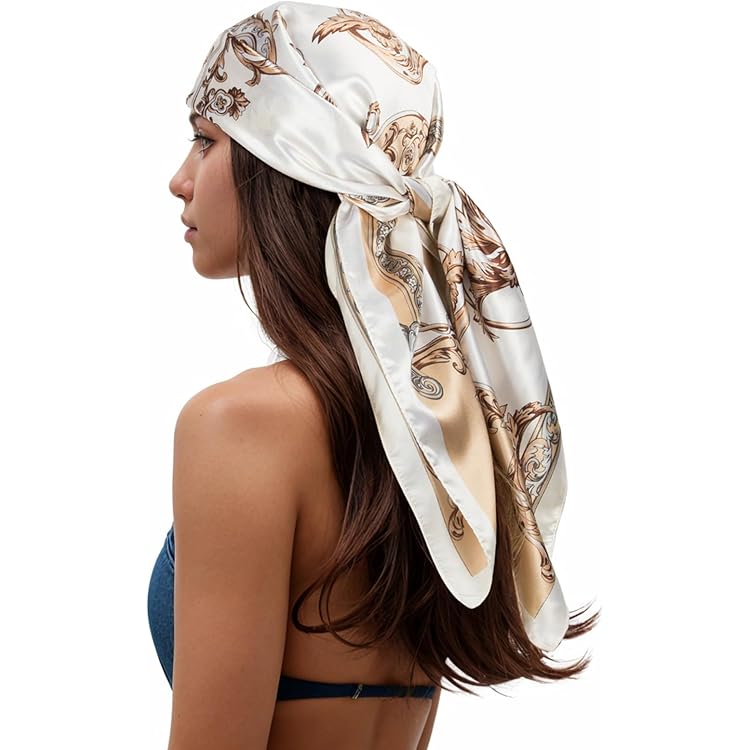 Foulard Vintage En Pure Soie – 66x66cm, Motif Années 80, Pour Femme