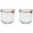 EcoBaker X2 WECK 746 370ml Tulip Storage Jar Including Glass Lid, Seal & Clamps for Sourdough, Preserving, Canning, Yoghurt, Kimchi, Jam