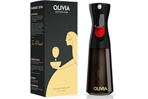 FLAIROSOL Olivia Oil Sprayer for Cooking, 200ml Glass Olive Oil Sprayer, Continuous Cooking Spray Dispenser with Portion Control for Kitchen, Air Fryer, Salad(Black Bottle, Gold Print)