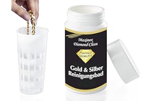 MAXIMEX WENKO 3085610500 Diamond Clean Gold- & Silber Reinigungsbad - inklusive Tauchsieb, Schmuckreiniger, Chemie, 7 x 14 x 7 cm, Mehrfarbig