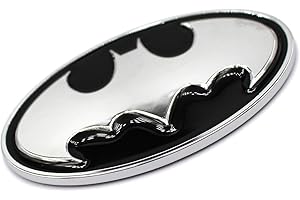 BOOST-KEY.COM VmG-Store Placa en 3D de Batman, plástico, estilo cromado, color negro, reverso de espuma adhesiva