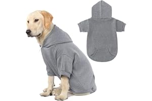 KOOLTAIL Basic Dog Hoodie - Soft and Warm Dog Hoodie Sweater with Leash Hole and Pocket, Dog Winter Coat, Cold Weather Clothes Sweatshirt for Small Medium Large Dogs Puppy Cat Boys Girls Grey XL