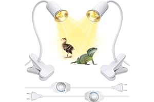 LQUNFYL 2PCS Lampe Chauffante Tortue, 240CM Câble, 10MM Grossier Col de Cygne, Lampe UV Tortue Terrestre, Lampe UVA UVB Chauffante Reptile, Lampe Aquarium Tortue D'eau pour Terrarium, Sans Ampoule