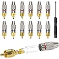 KUOQIY RCA Soldering Connector, Gold-Plated Speaker Phono RCA Male Adapter, RCA Male Solderless with Screwdriver, for Multime