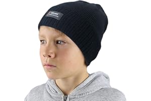 RockJock Boys R40 Thermal Insulation Warm Winter Beanie Hat with Fleece Lining for School, Sports, Walking