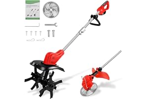 WINGFLY Motozappa Elettrica per Batteria Makita 18V, Set di zappetta e tagliabordi con display a LED, larghezza di lavoro 30 cm, profondità di lavoro 22 cm, Motozappa a Batteria per Giardini e Cortili