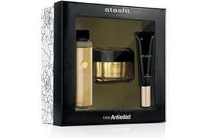 Atashi | Cofre de Belleza Ritual Diario Antiedad | Crema Reparadora + Contorno De Ojos Antiarrugas + Aceite Corporal Mágico | 50ml + 15ml + 60ml