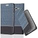 Produktbild Samsung Galaxy J7 2016 Hülle in DUNKEL BLAU SCHWARZ von Cadorabo - Handyhülle im Stoff Design mit Magnetverschluss Standfunktion Kartenfach Case Cover Schutzhülle Tasche Book Klapp