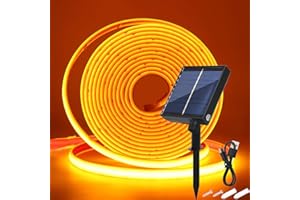 Wisada 24V Solar COB Neon Band, 8 Modi Lichtband Außen IP68 Lichterkette Selbstklebend, 320LEDs/m Superheller COB LED Stripe Cuttable LED Streifen für Terrasse, Innenhof (Gelb，0.5m)