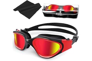 HOTSRACE Gafas de natación polarizadas Anti-vaho Protección UV Impermeable, Gafas Natación visión Clara fáciles de Ajustar para Hombres, Mujeres, Adultos y Adolescentes