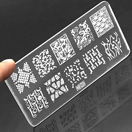 Blue Vessel Nagel-Kunst-Stempel-Schablone Stamping Schablonen-Platten-Werkzeug Stamper Design Kit Hot Set - 5