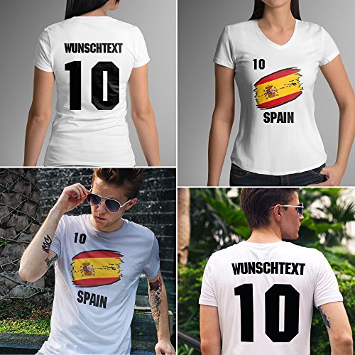 Spain | Spanien | Männer oder Frauen Trikot T – Shirt mit Wunsch Nummer + Wunsch Name | WM 2018 T-Shirt