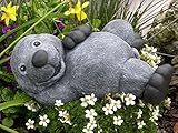 Steinfigur Maulwurf liegend Steinguss Schiefergrau