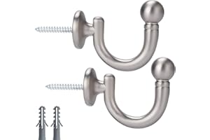 ‎SENGLIDA SENGLIDA Metallische Vorhanghalterungen Rundkopf-Vorhang Haken, an der Wand montierter Raffhalter-Quastenhalter, Fenstervorhänge-Raffhalter Kleidung Mantel Hut Handtuchhalter, 2er-Set Matt-Nickel