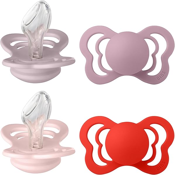 BIBS Couture Schnuller 4er-Pack, BPA-frei, Kiefergerechte Form. Silikon, Hergestellt in Dänemark, Größe 2 (6-18 Monate), Blossom Mix - 1