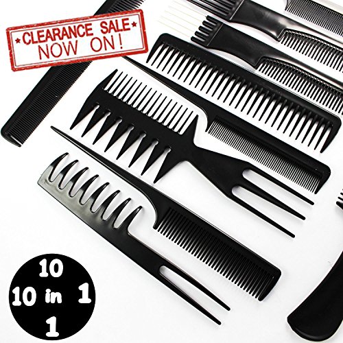 Stock Clearance Sale Up to 60% OFF Limited Time Offer(26 Jan - 29 Feb) - Hairdressing Stylists Barbers Combs 10 Piece Set - 10 pcs Professional Salon Hair Styling Hairdressing Hairdresser Barbers Combs Set (HC-005 Multi Comb SET)