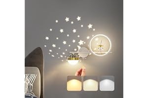 KZT Aplique Pared LED Regulable Lámpara de cabecera Moderna Lámpara de Pared Interior para Habitación Infantil Astronauta Espacial Creativo Luz de Pared para Dormitorio cabecera Salón Regalos para Niños