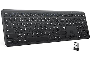 OMOTON Clavier sans Fil 2.4G, Clavier AZERTY Silencieux pour Windows 11/10/8/7, Clavier Complet Ultra-Mince avec Pavé Numériq