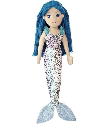 Sea Sparkles - Peluche Sirenetta Melody 46 Cm - Fatto A Mano Con Coda In Tessuto Lucido E Capelli Biondi Con Riflessi Rossi - Morbido Giocattolo Per Bambini Dai 3 Anni