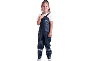 BMS® Regenhose für Kinder mit Latz, ideale Matschhose und Buddelhose, 100% wasserdicht, besonders hautfreundlich und weich Softskin, Oeko-Tex, strapazierfähig, langlebig für Mädchen, Jungen