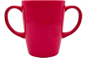 Rosa Lifestyle Two Handled Melamine Mug – Lightweight 126g, 400ml/14oz Capacity – Daily Living Mobility Aid for Elderly, Dementia, Tremors, Arthritis, & Weak Grip (Pink)