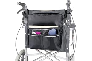 HAOMEEDUO Bolsa Trasera para Silla de Rueda Bolsa de Silla Mochila para Silla de Ruedas Bolsa de Almacenamiento Bolsa de Almacenamiento Sillas de Ruedas Oxford Impermeable, con 3 Compartimiento