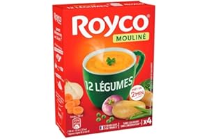 GÉNÉRIQUE ROYCO - Sachets de soupe aux 12 légumes, format mouliné 64g - Préparation rapide et facile pour une pause délicieuse - Idéal pour les repas rapides et sains. - Lot De 4 - Vendu Par Lot