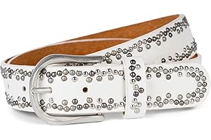 styleBREAKER Nietengürtel mit mehrfarbigen kleinen Nieten, Gürtel Kunstleder Einfarbig, kürzbar, Hüftgürtel Unisex 03010071