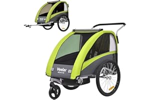 Tiggo VS Remorque pour Enfants Remorque de Velo 2en1 Fonction de Running Remorque de vélo pour Enfants ceinture de securite 5 Points 360° Roue Avant Jogger Poussette