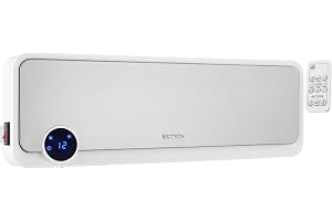Väggmonterad värmefläkt med 12 h timer, 2 000 watt, med fjärrkontroll, keramiskt värmeelement, minivärmare med 2 effektnivåer