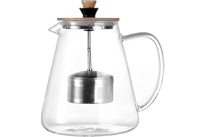 TAMUME 1,5 Liter Glas Teekanne mit Abnehmbaren Hochheben Teekannensieb, Ideal für das Tee-Brauen