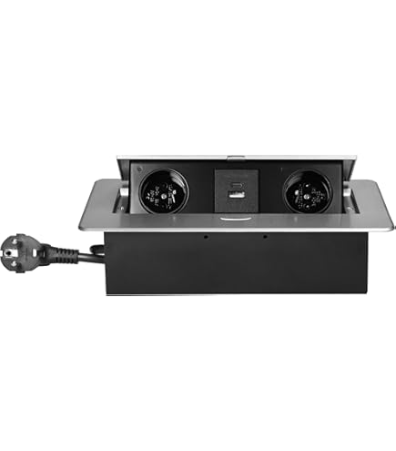 Standaard - Tweevoudig stopcontact - Zwart - USB A C (12W) - Kristalglas