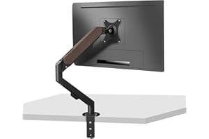 HILLPORT Supporto per Monitor in Legno da 17-34 Pollici, Molla a Gas, Capacità di Carico di 2-9 kg, Supporto per Monitor a Braccio Singolo vesa 75/100 mm M5B-M