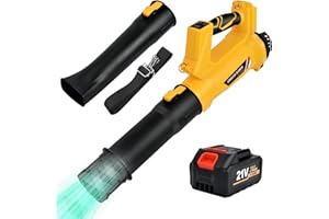 BILIVRY Soplador de Hojas Bateria: 21V Soplador Bateria con Correa,Soplador de Aire con 4,0 Ah Bateria,20000RPM,6 Velocidades Soplador de Hojas Eléctrico,para Soplar Hojas Caídas, Limpiar Patios y Caminos